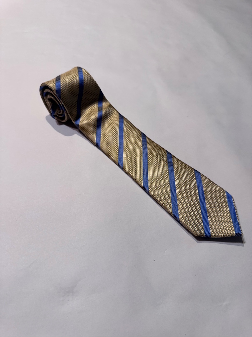 Thomas Pink Men NeckTie Gold/Blue/Grey Geometric Square Silk Mens Tie